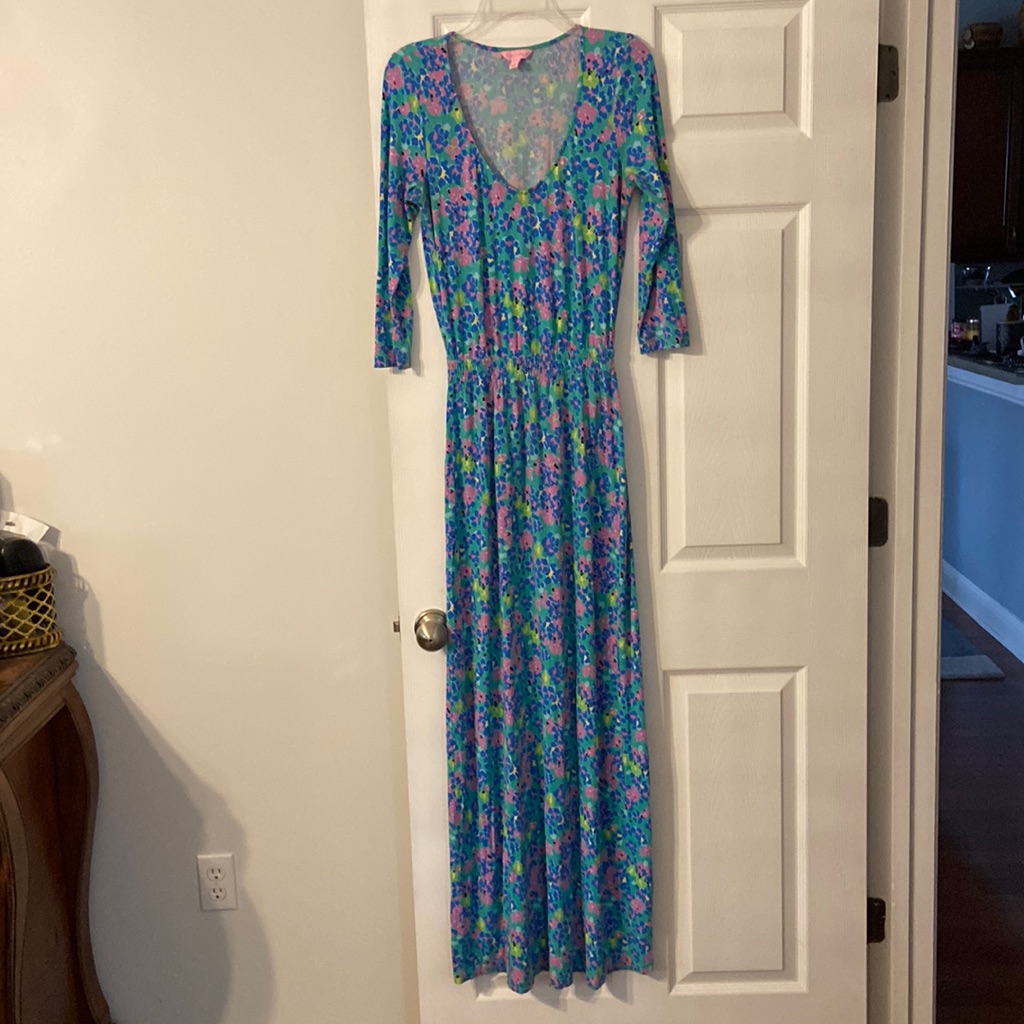 Lilly Pulitzer Maxi Dress Size M Good Condition Sleeves Are 18” Long Color Green
